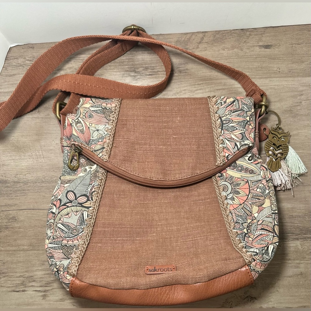 Sakroots Artist Circle Crossbody Fold‎ Over Sienna Spirit Desert Canvas Bag EUC.